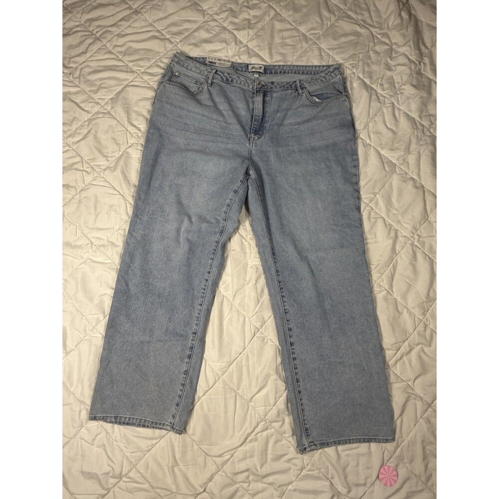 Seven 7 Loose Fit High-Rise Straight Jeans Women’s Light Wash Blue Denim 22